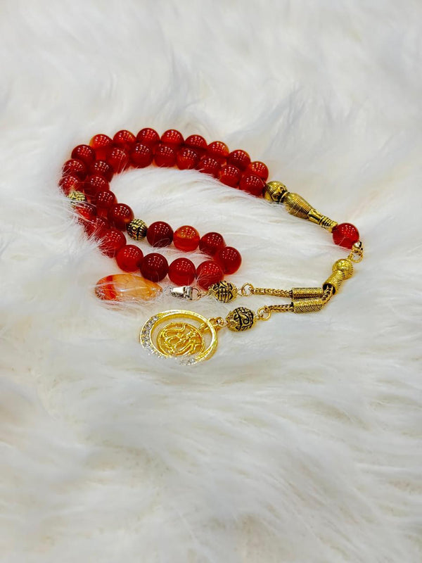 NATURAL ORIGNAL AQEEQ stone tasbeeh 33 beads with beautiful amama